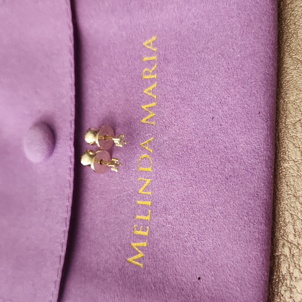 New! Melinda Maria Elegant Gold Stud Earrings